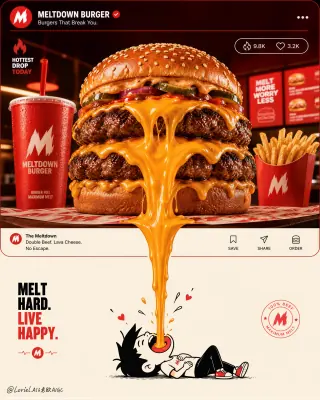 Split-World Melting Cheese Burger Poster preview